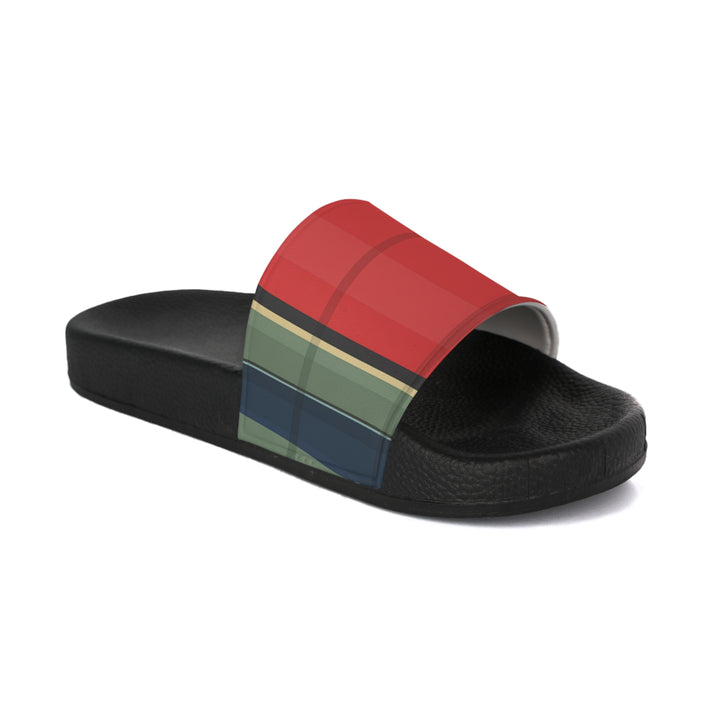 Red & Green Stripe Summer Slide Sandals — Women's Slide Sandals