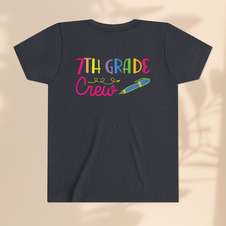 Seventh Grade Crew Tee, Fun School Spirit Shirt, Youth Fashion Top, Back to School Gift, Kids' Team Apparel, Colorful Graphic T-shirt