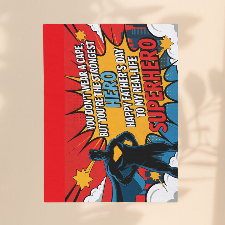 Superhero Dad Velveteen Plush Blanket - Perfect Gift for Father's Day