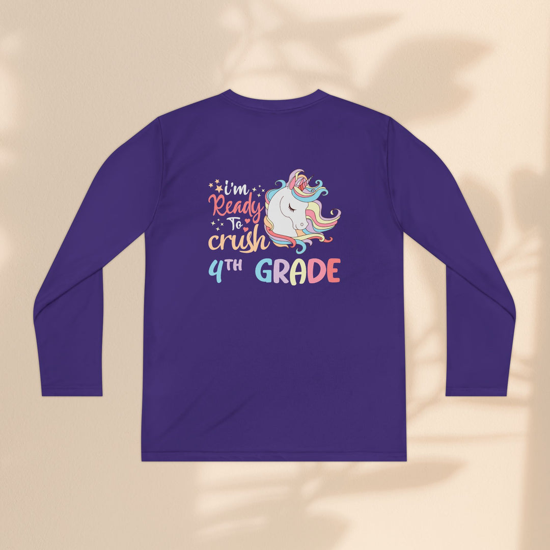 Unicorn Back-to-School Long Sleeve Tee, Youth T-Shirt, 4th Grade, Kids Apparel, Unicorn Lover Gift, Cute School Tee