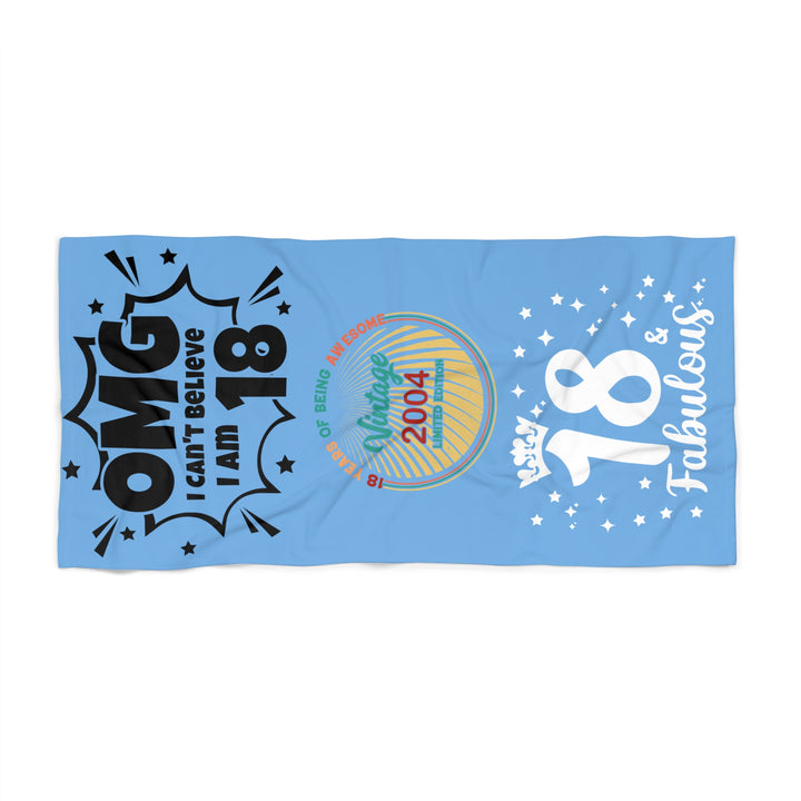 OMG I'm 18th Birthday Beach Towel, Summer Fun Towel, Poolside Accessory, Gift for Teens, Vacation Essentials