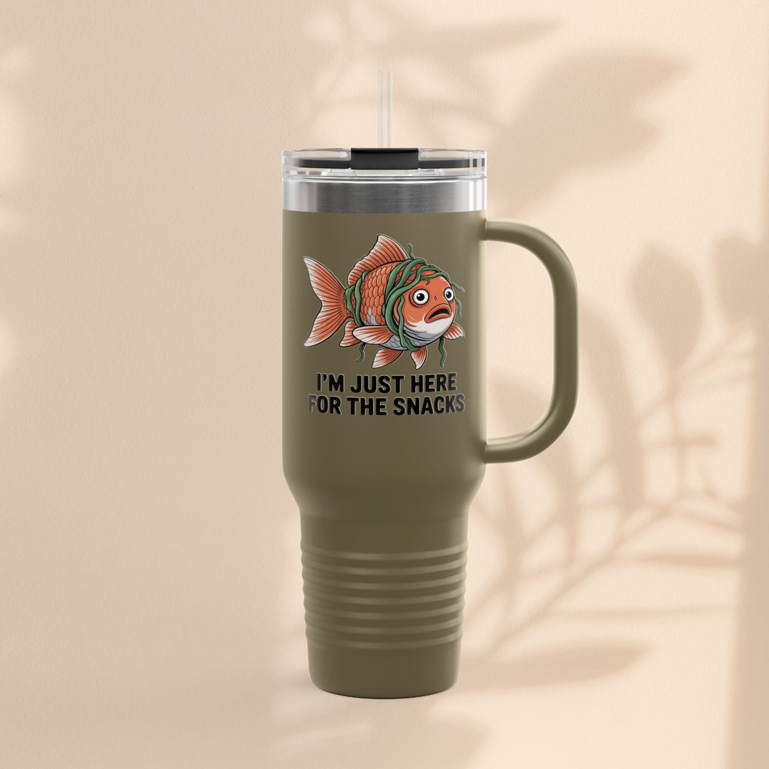 Funny Insulated Travel tumbler - 40oz, Snack Lover Gift, Fish Design Mug, Personalized Gifts for Him