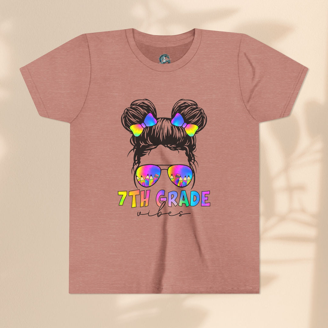 Rainbow 7th Grade Vibes Tee, Fun Youth T-Shirt, Back to School Fashion, Kids Graphic Tee, Teen Birthday Gift, Colorful Kids Wear