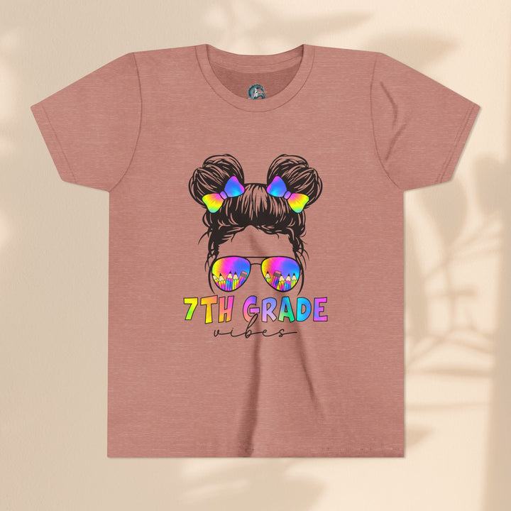 Rainbow 7th Grade Vibes Tee, Fun Youth T-Shirt, Back to School Fashion, Kids Graphic Tee, Teen Birthday Gift, Colorful Kids Wear