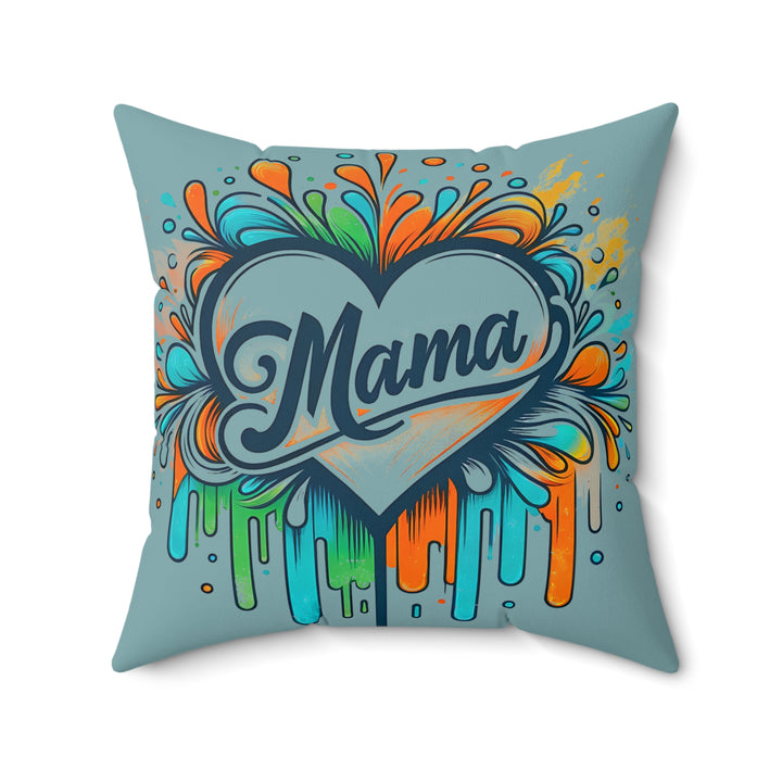 Colorful 'Mama' Spun Polyester Square Pillow - Perfect Gift for Mother's Day and Home Decor
