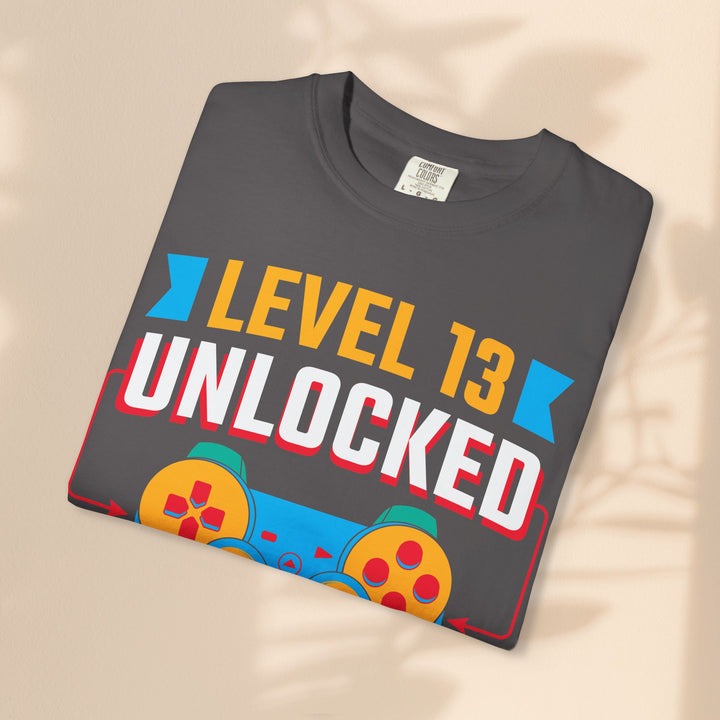 Level Up! 13 year old Unisex Gamer T-Shirt - Perfect for Birthdays, Gaming Events, and Teen Celebrations, Gifts for Gamers, Fun Graphic Tee