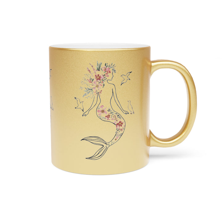 Metallic Mug (Silver\Gold) - Mermaid Silhouette