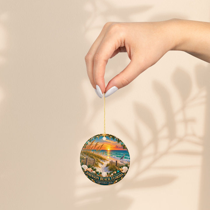 Johnson Beach Christmas 2026 Double-Sided Ceramic Ornament