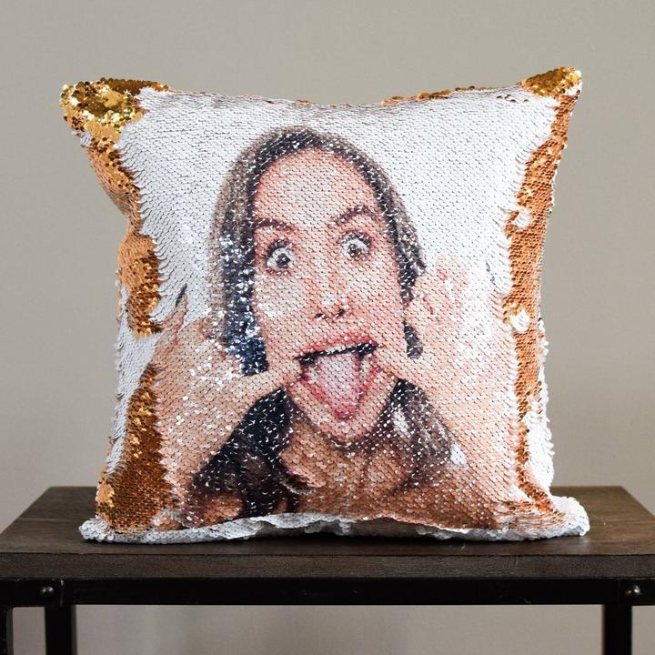 Custom Photo Sequin Cushion Cover