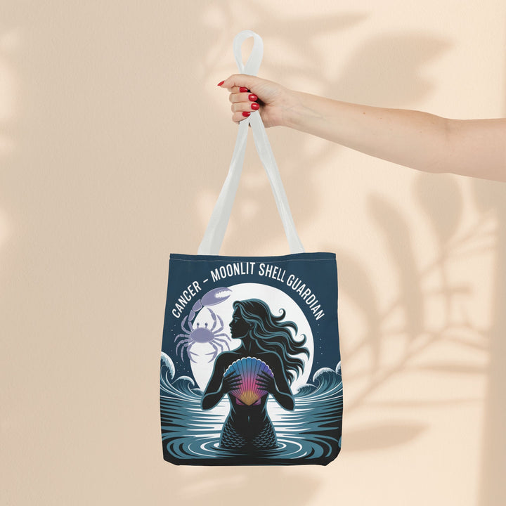 Zodiac Cancer Tote, Astrology-Inspired Tote Bag, Zodiac Gift, Cancer Moonlit Shell Guardian, Eco-Friendly Bag, Gift for Her