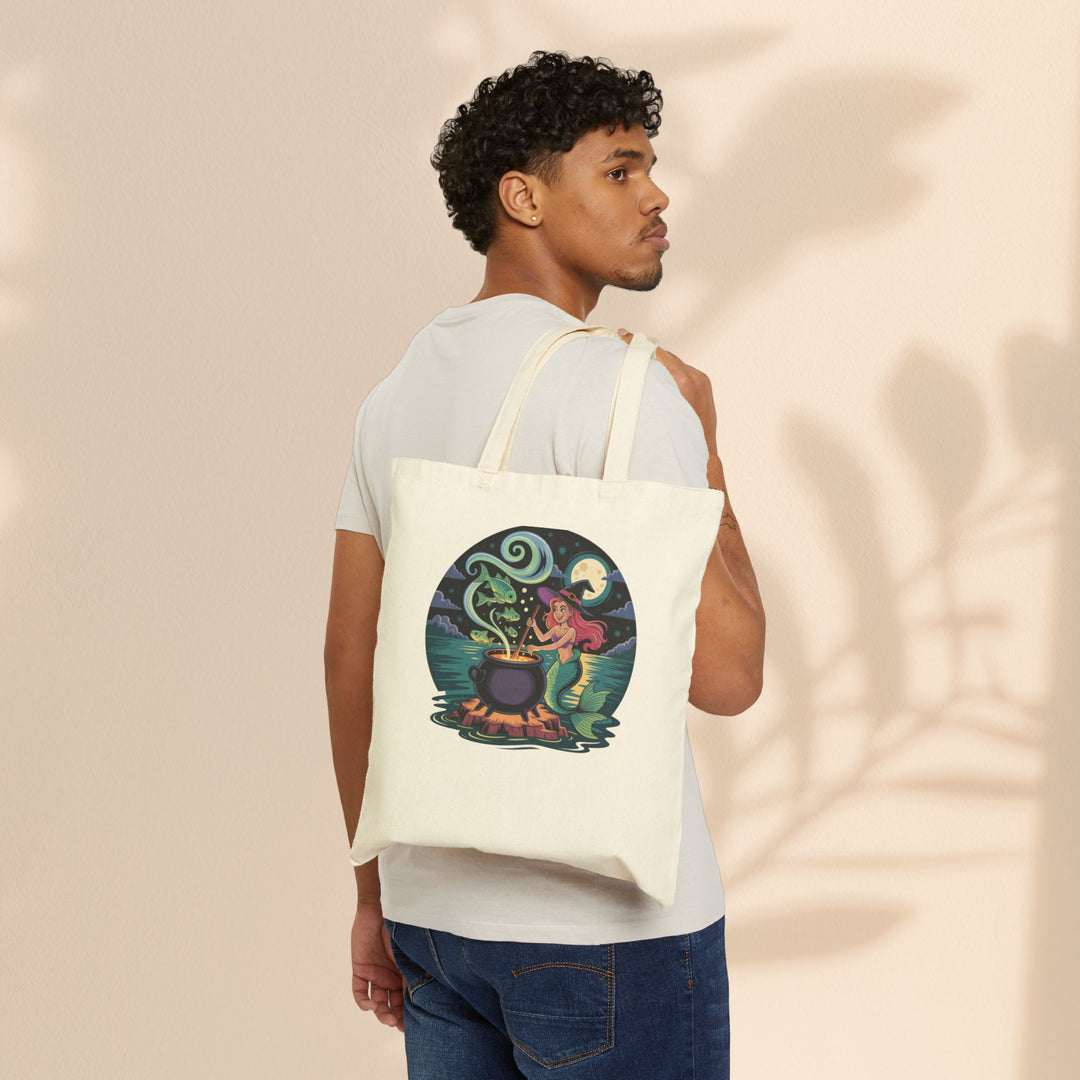 Enchanting Mermaid Cauldron Tote Bag – Eco-Friendly Shopping & Witchy Beach Bag