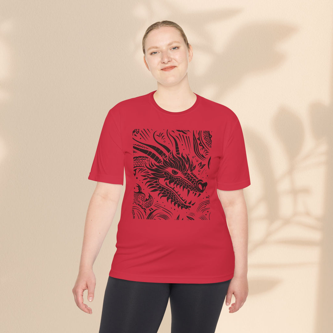 Unisex Moisture Wicking Tee - Dragon Black and White