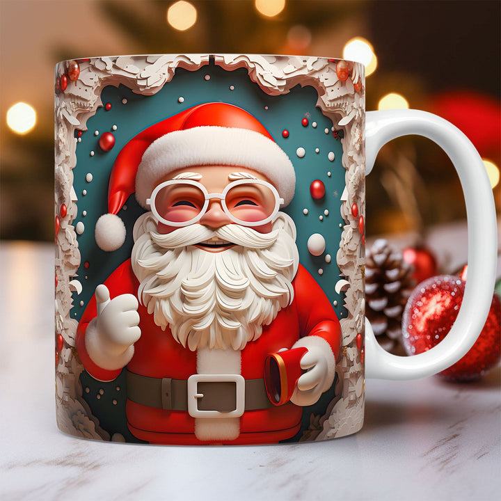 3D Christmas Ceramic Mug – Santa and Snowman Designs