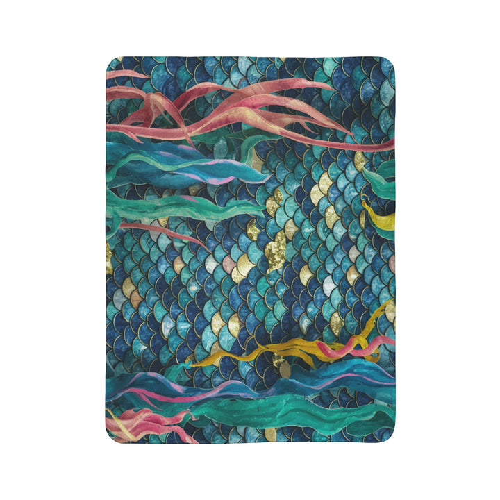 Fleece Sherpa Blanket - Mermaid Scale Party