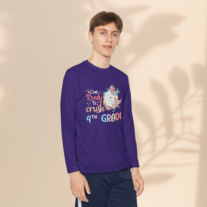 Unicorn Back-to-School Long Sleeve Tee, Youth T-Shirt, 4th Grade, Kids Apparel, Unicorn Lover Gift, Cute School Tee