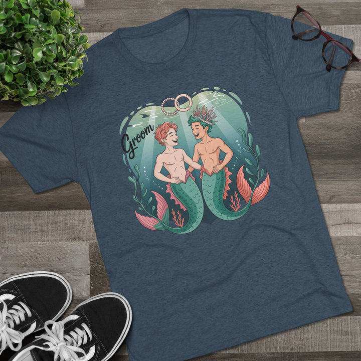 Merman Groom Tee, LGBTQ+ Pride Apparel, Wedding Gift, Unique Couple Shirt