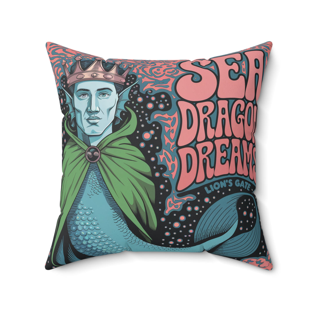 Faux Suede Square Pillow - Sea Dragon Dreams