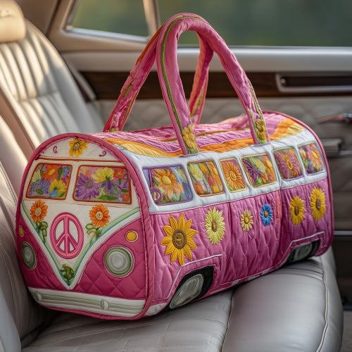 Quilted Embroidered Weekender Tote and Fitness Bag