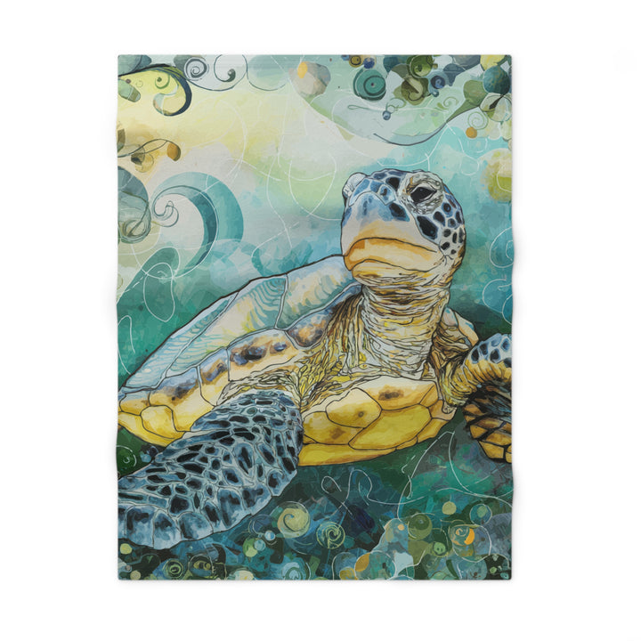 Soft Fleece Baby Blanket - Watercolor Sea Turtle