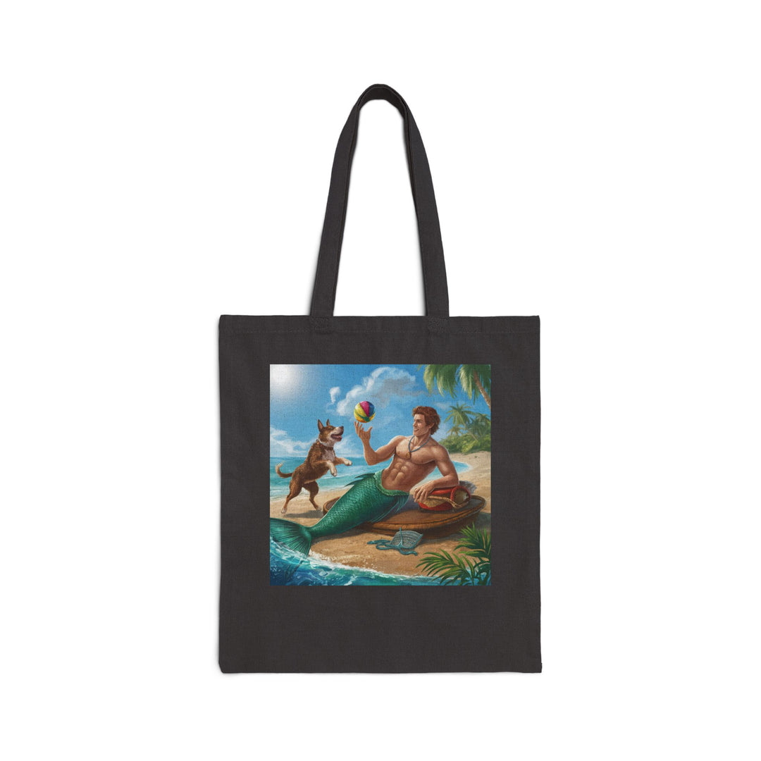 Cotton Canvas Tote Bag - Merman Tossing A Ball