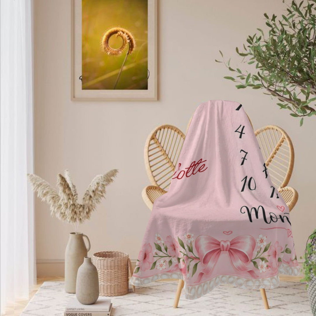Personalized Baby Milestone Round Blanket – Add Your Baby's Name