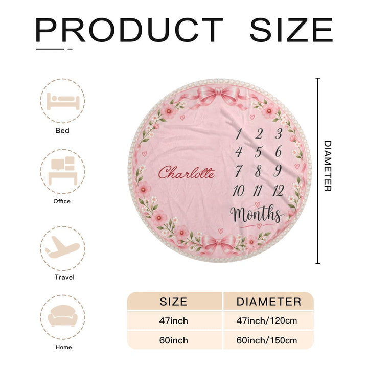 Personalized Baby Milestone Round Blanket – Add Your Baby's Name