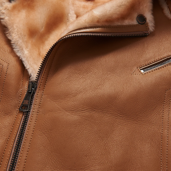 Men’s Brown B3 Sheepskin Shearling Leather Aviator Jacket