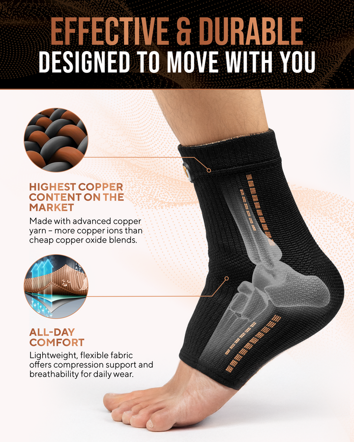 Copper Compression Ankle Brace Sleeves (2 Pack)
