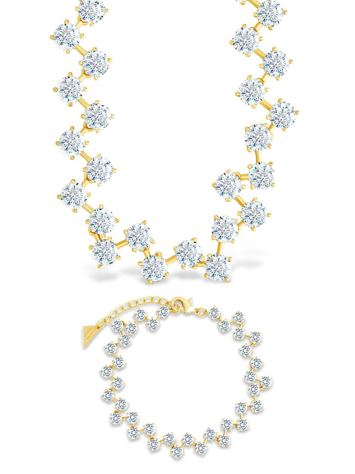 Carson Jewelry Bundle – CZ Necklace & Bracelet Set | 14K Gold Plated