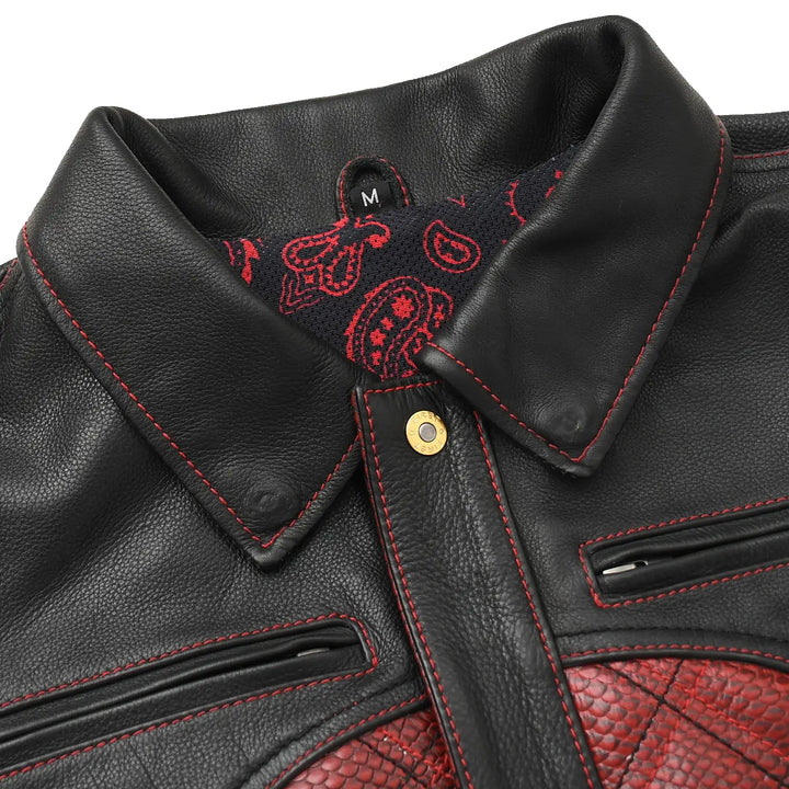 Redstrike Men’s Red & Black Leather Motorcycle Jacket