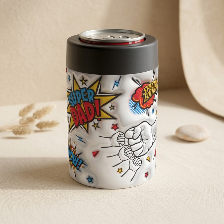 Super Dad Can Holder – Fist Bump with 3 Kids Gift