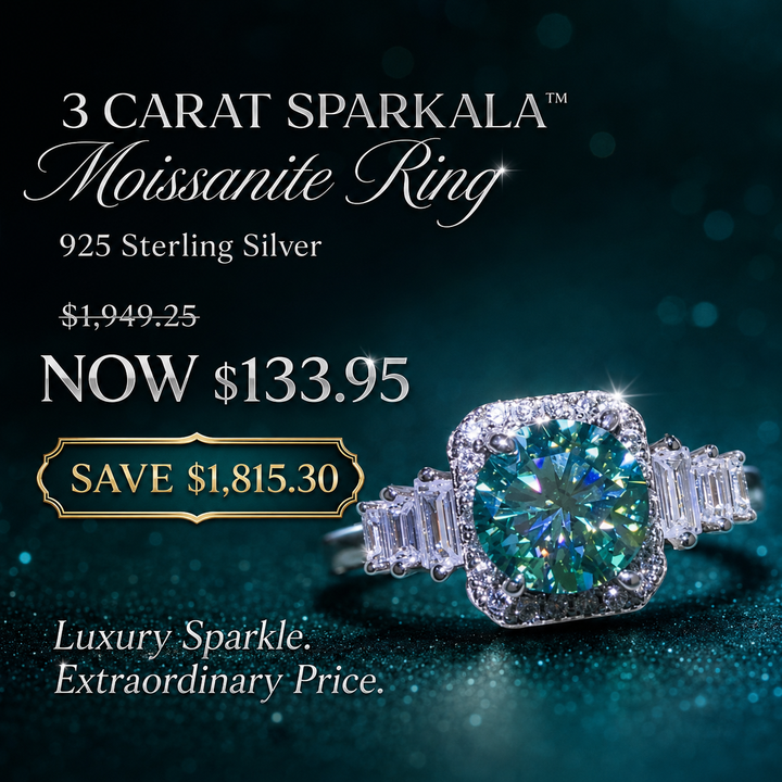 Sparkala™ 3 Carat Moissanite Ring in 925 Sterling Silver
