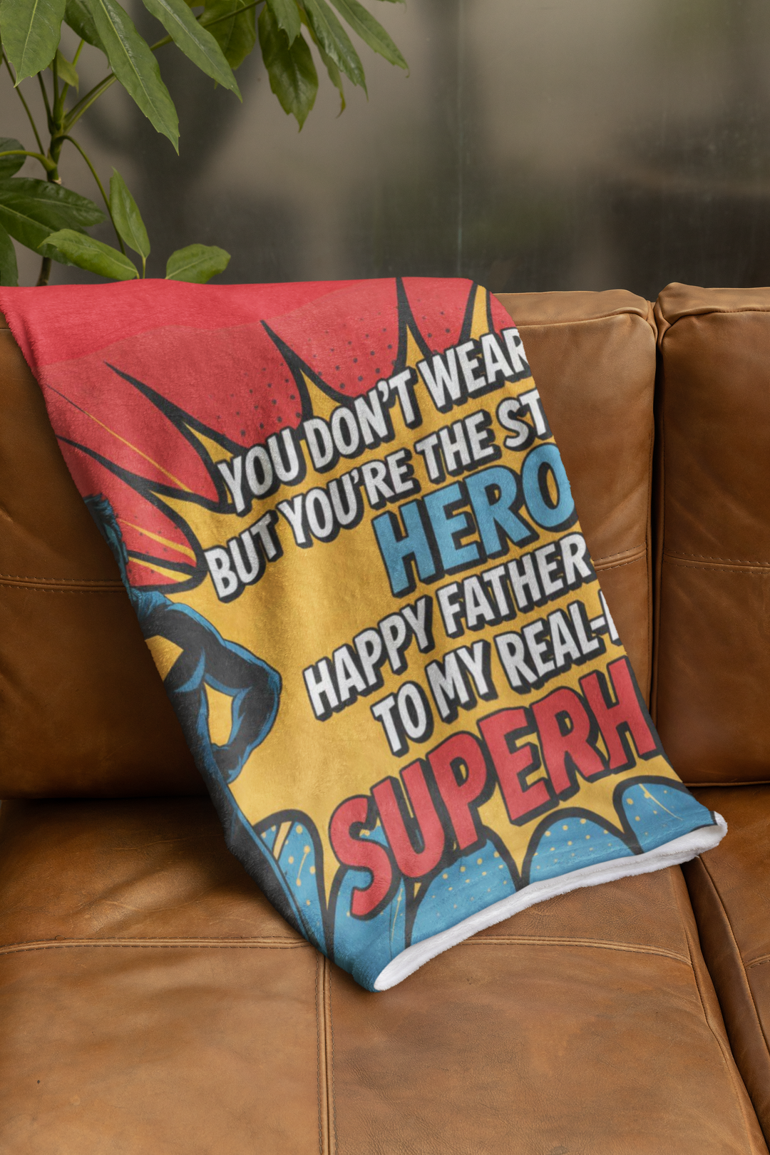 Superhero Dad Velveteen Plush Blanket - Perfect Gift for Father's Day