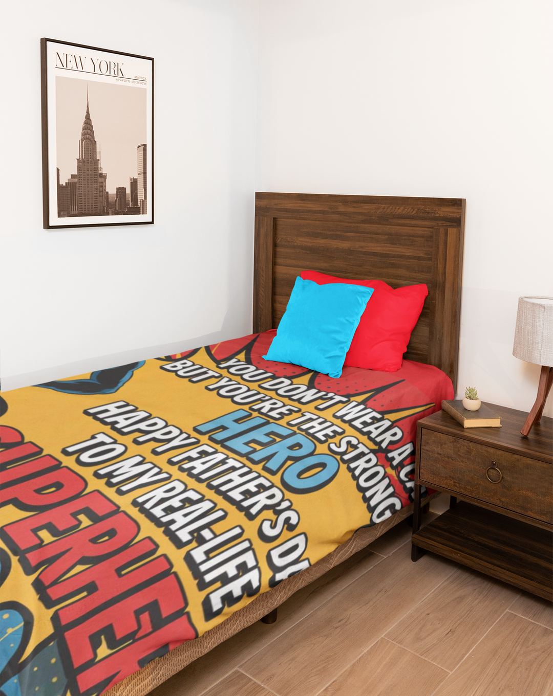 Superhero Dad Velveteen Plush Blanket - Perfect Gift for Father's Day