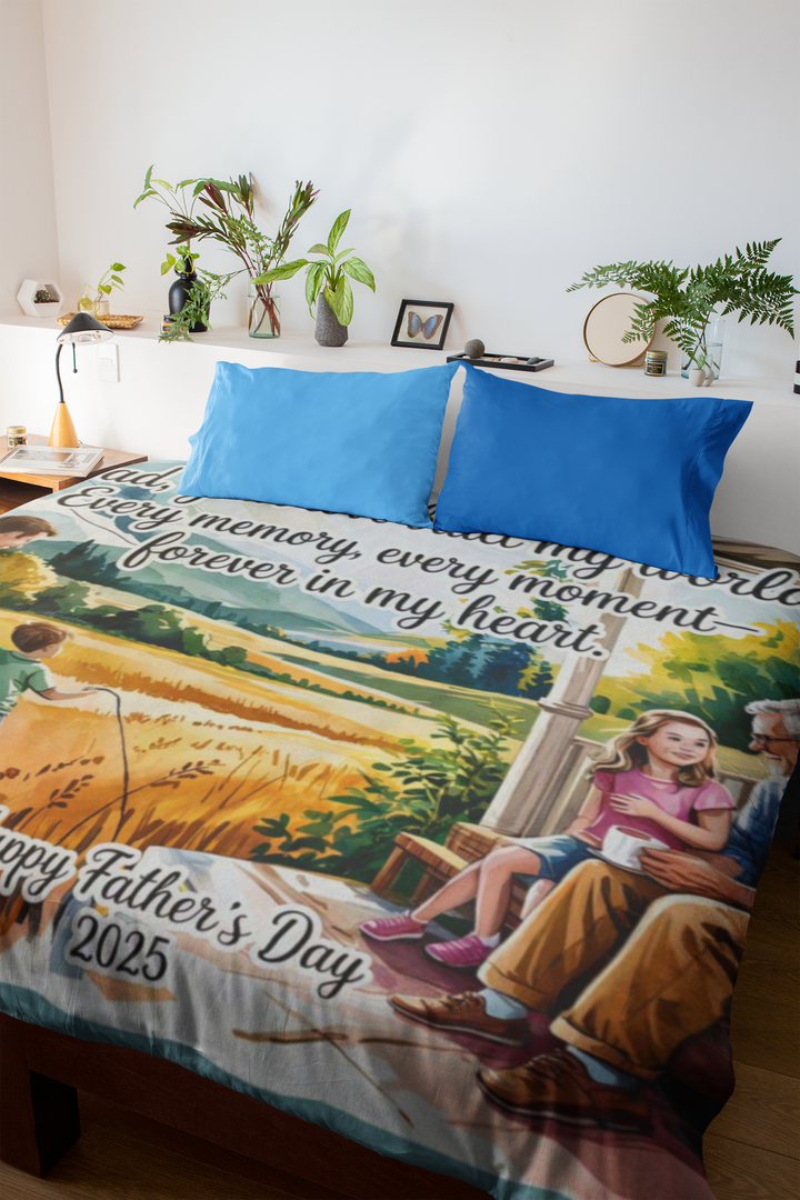 Father's Day Velveteen Plush Blanket - Every Moment is Forever in My Heart