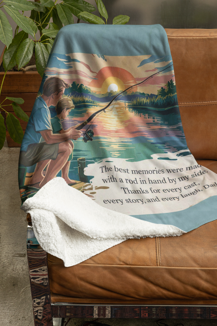 Fishing Memories Velveteen Plush Blanket – Cozy Decor for Nature Lovers