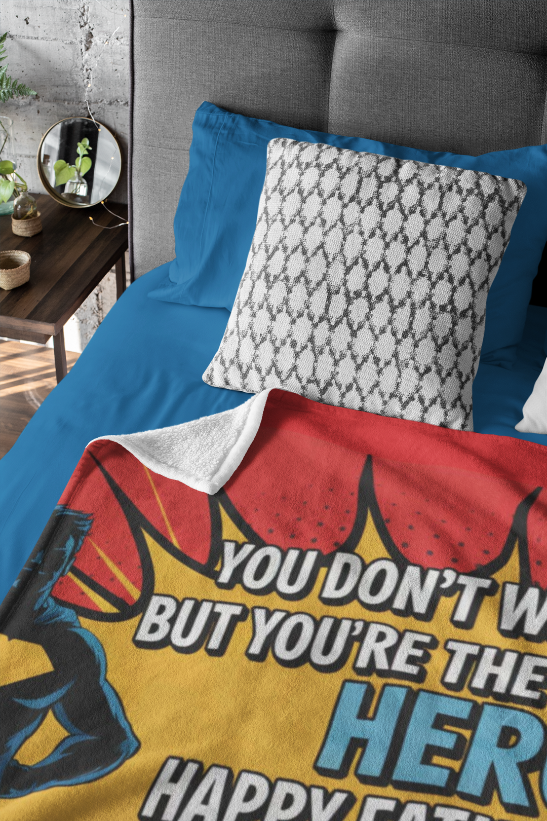 Superhero Dad Velveteen Plush Blanket - Perfect Gift for Father's Day