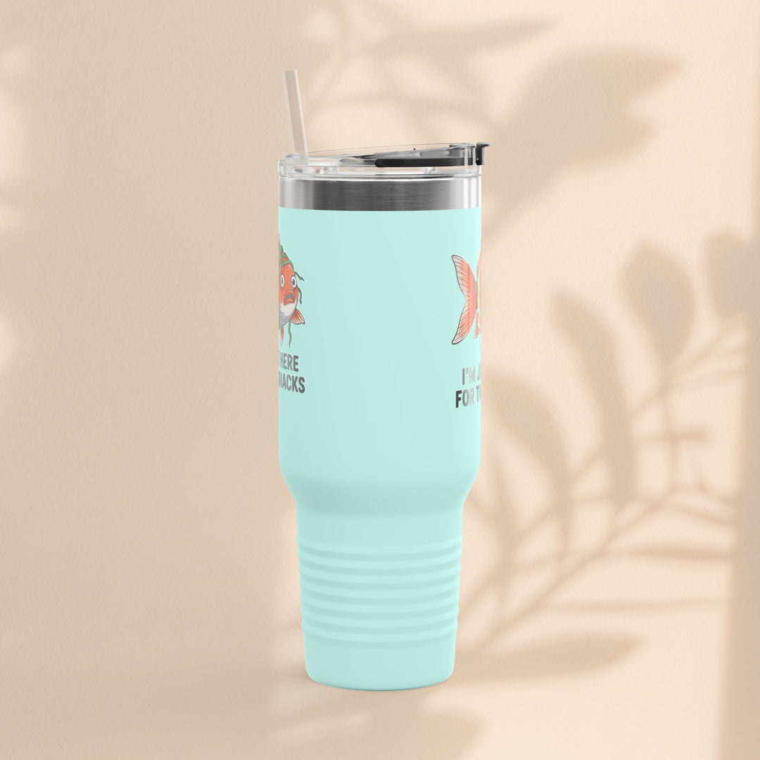 Funny Insulated Travel tumbler - 40oz, Snack Lover Gift, Fish Design Mug, Personalized Gifts for Him