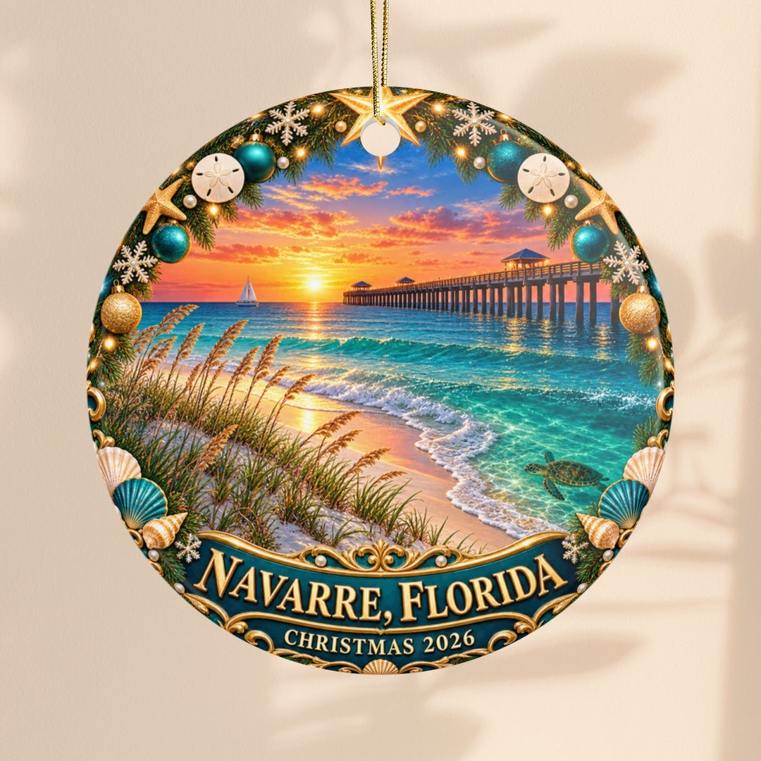 Navarre Florida Double-Sided Ceramic Christmas Ornament