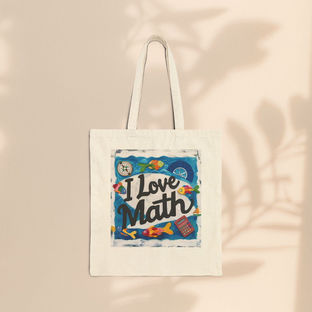 Cotton Canvas Tote Bag - I Love Math