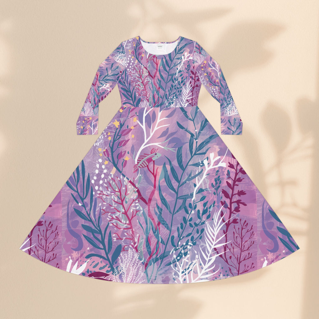 Women's Long Sleeve Dance Dress (AOP) - Purple Seaweed