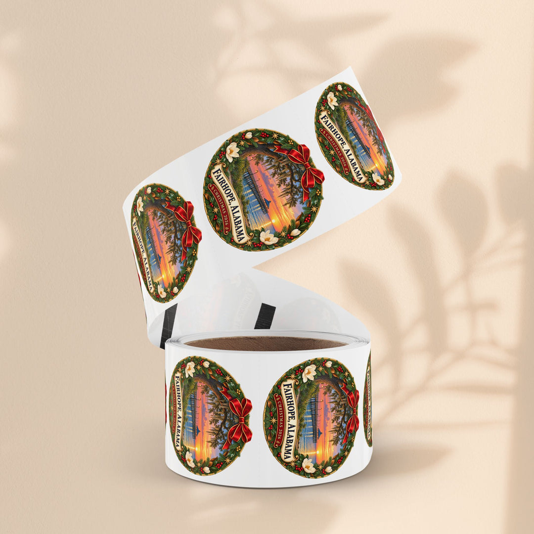Fairhope Alabama Christmas Sticker Roll – Coastal Sunset Labels