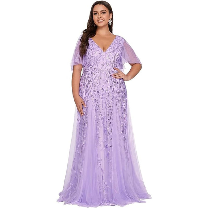 Plus-Size Sequin Fishtail Dress – Red Christmas Party Gown