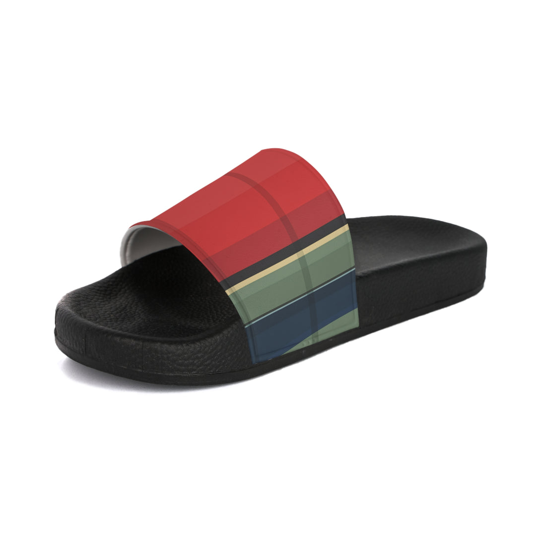Red & Green Stripe Summer Slide Sandals — Women's Slide Sandals