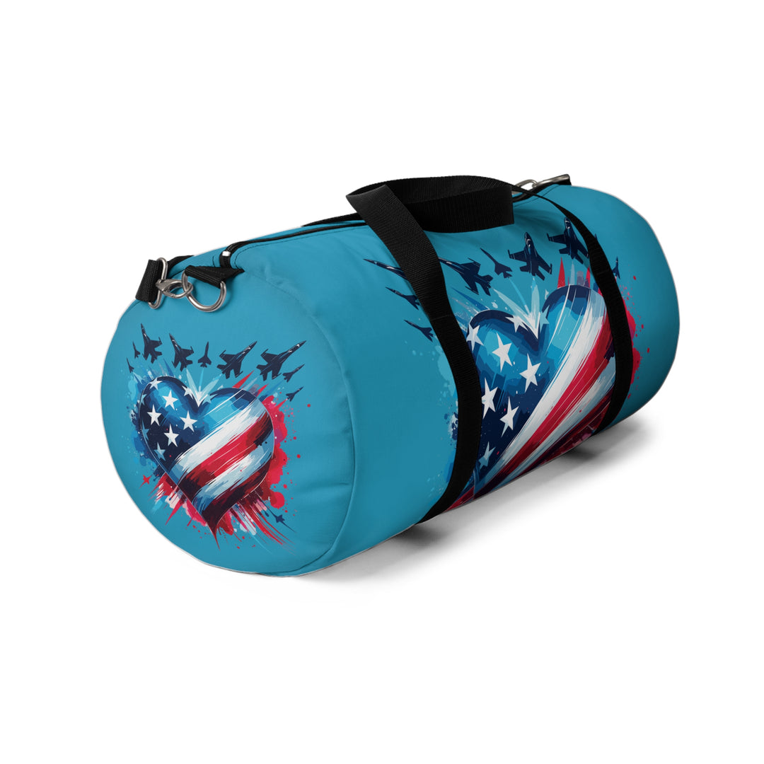 Patriotic Duffel Bag – Heart American Flag Travel & Gym Weekender, Military Appreciation Gift