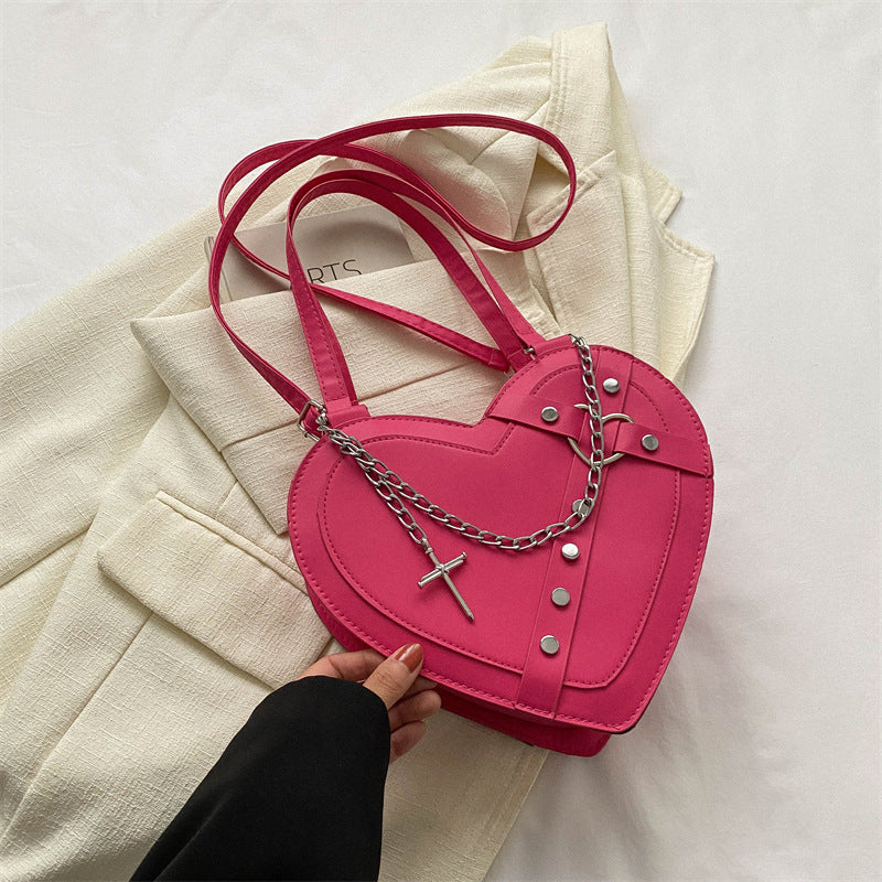 Korean-Style Heart-Shaped Crossbody Bag