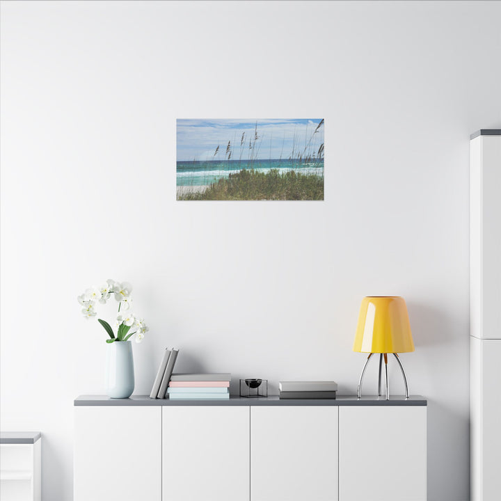 Coastal Dune Beach Canvas Print – Waves and Sea Oats Wall Art