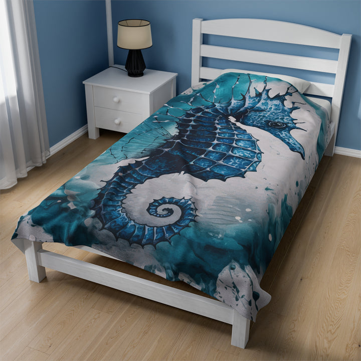 Velveteen Plush Blanket - SeaHorse