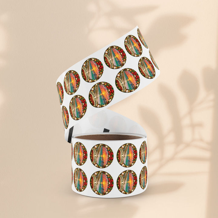 Destin, Florida Christmas Round Sticker Rolls – Holiday Beach Sunset Labels (Pack)