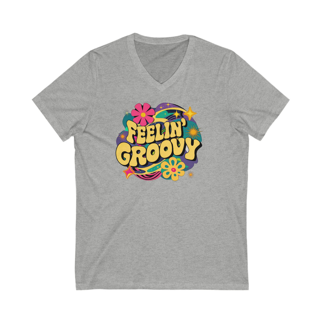 Unisex Jersey Short Sleeve V-Neck Tee - Feeling Groovy